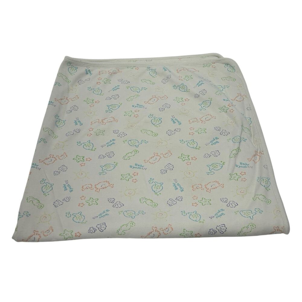 Vintage Oshkosh Baby B’Gosh Baby Blanket Cotton Fish Sun Crab Starfish Shell